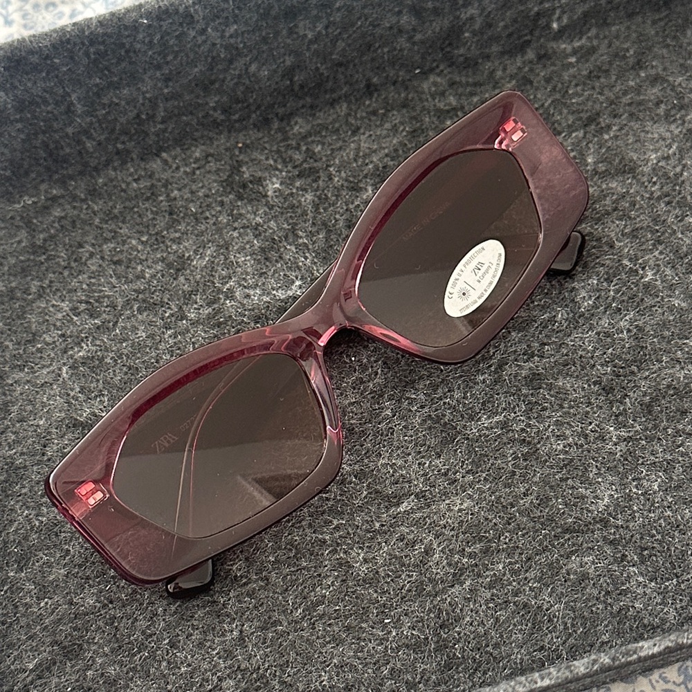 Zara Rectangular Burgundy Sunglasses NWB